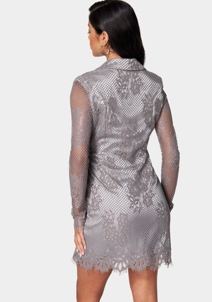 Lace Blazer Metallic Dress