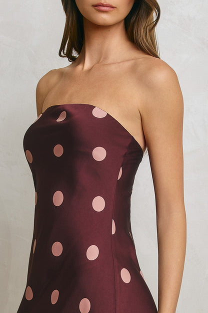 Monroe Sleeveless Polka Dot Print Maxi Dress Plum