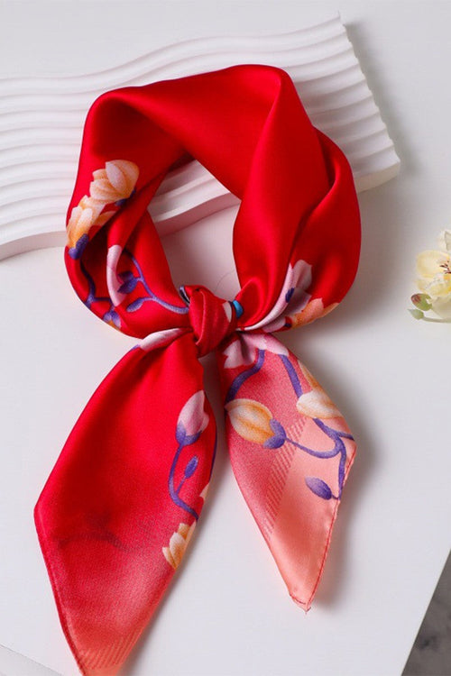 Cassia Floral Print Square Cozy Chic Scarf Red Purple