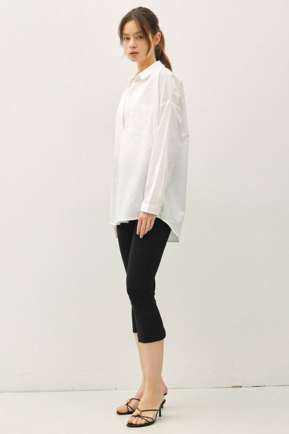 Saskia Long Sleeve Button Down Top White
