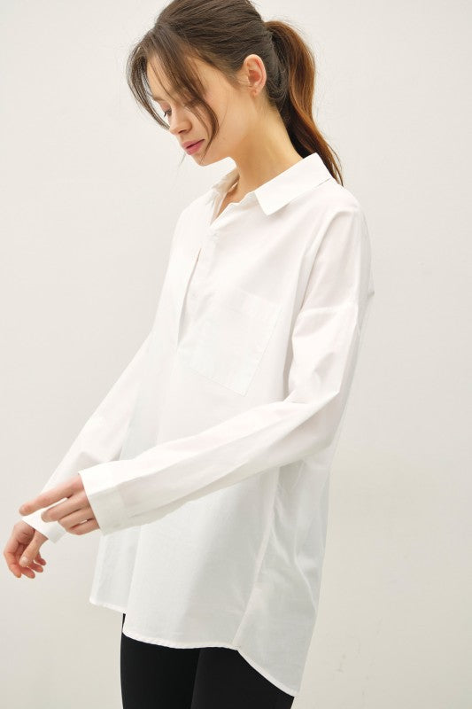 Saskia Long Sleeve Button Down Top White