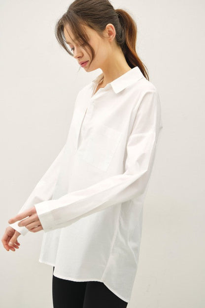 Saskia Long Sleeve Button Down Top White
