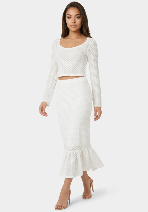 2-Piece Crochet Top Tiered Skirt Set
