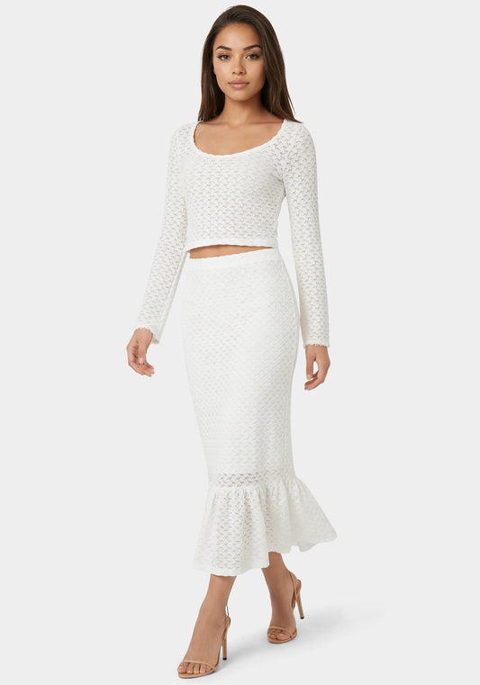 2-Piece Crochet Top Tiered Skirt Set