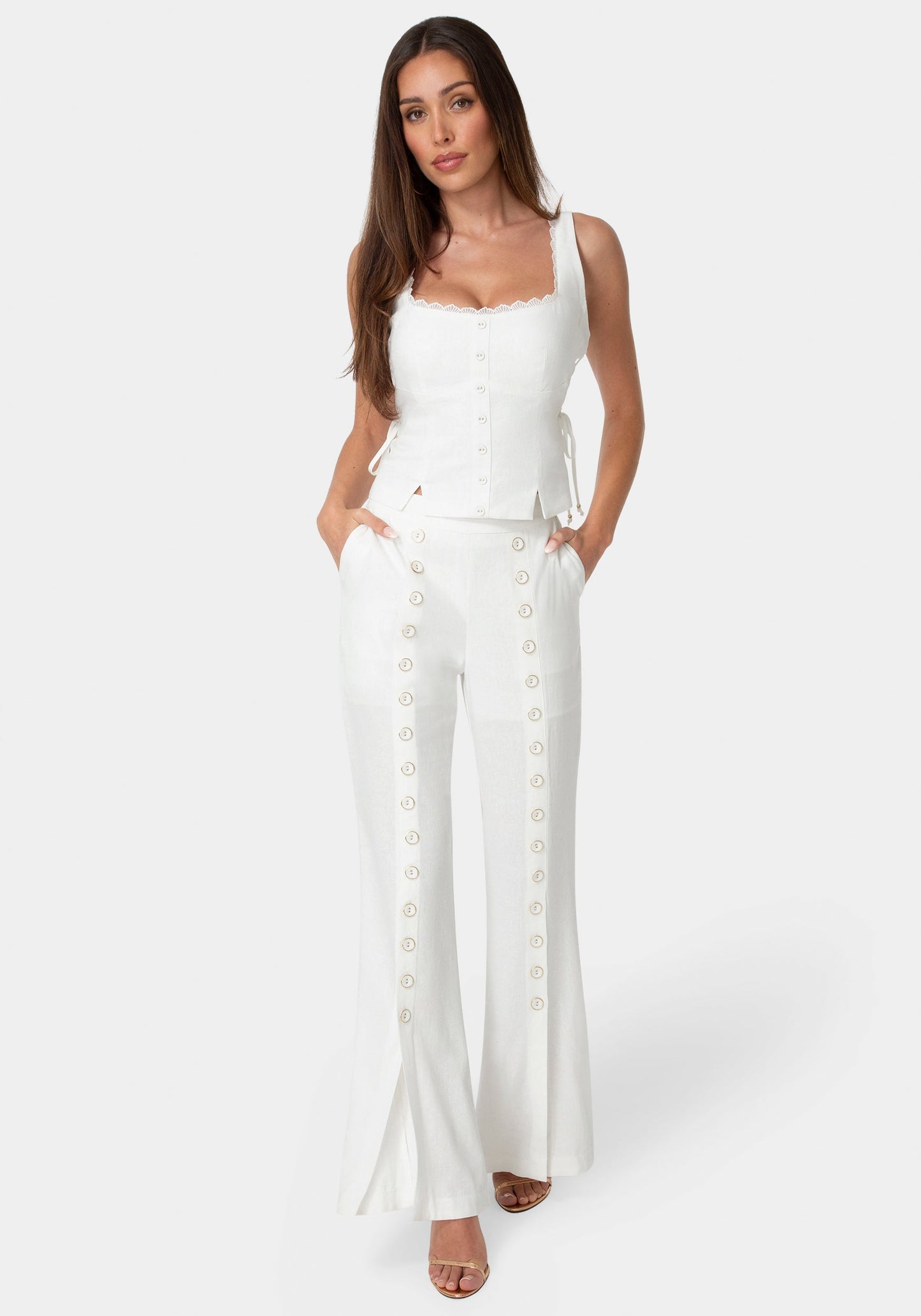 Lace Up Linen Top