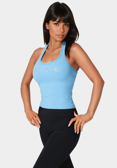 Bebe Logo Halter Neck Rib Tank