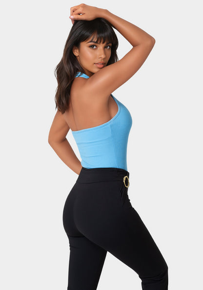 Bebe Logo Halter Neck Rib Tank
