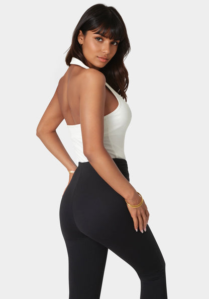 Bebe Logo Halter Neck Rib Tank