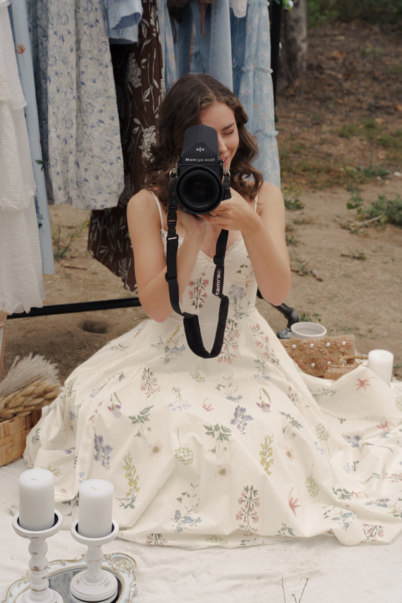 Kelly Sleeveless Floral Print Midi Dress Cream