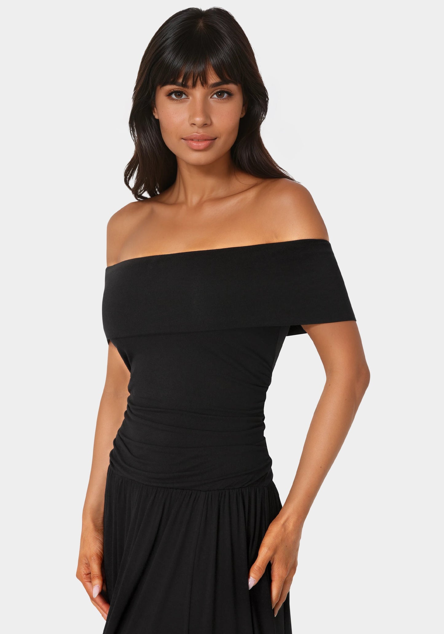 Off the Shoulder Drop Waist Maxi Dress