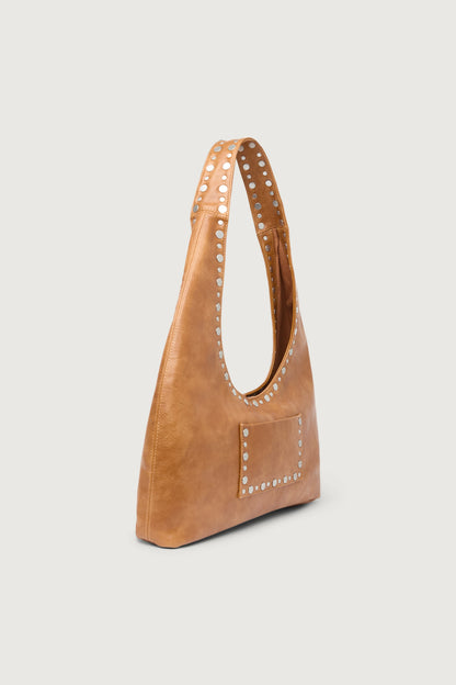 METAL STUDDED SHOULDER BAG