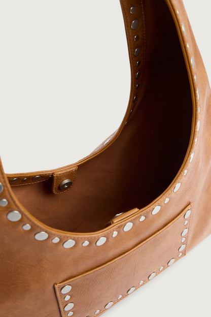 METAL STUDDED SHOULDER BAG
