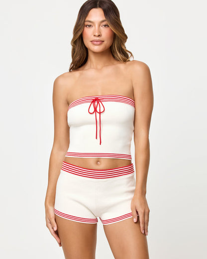 x The Salty Blonde Del Sol Tube Top - Cream-Flame