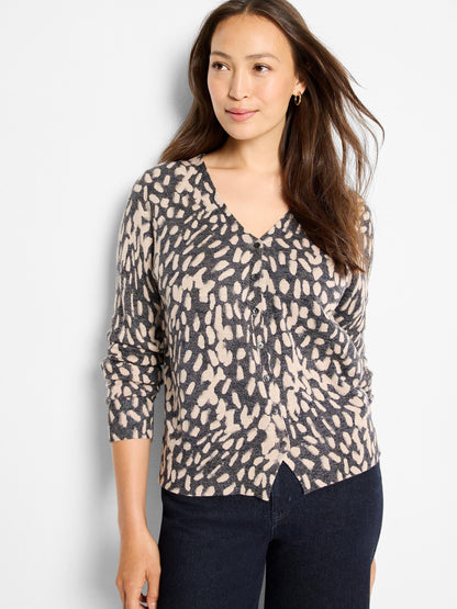 Wild Dot Buttoned Up Pullover Sweater