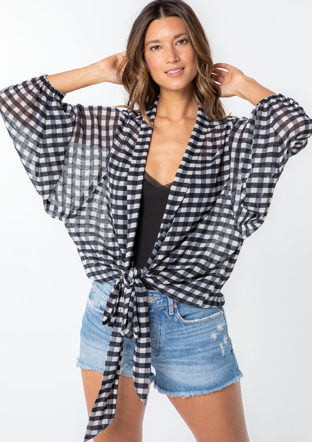 Gia Gingham Tie Front Top