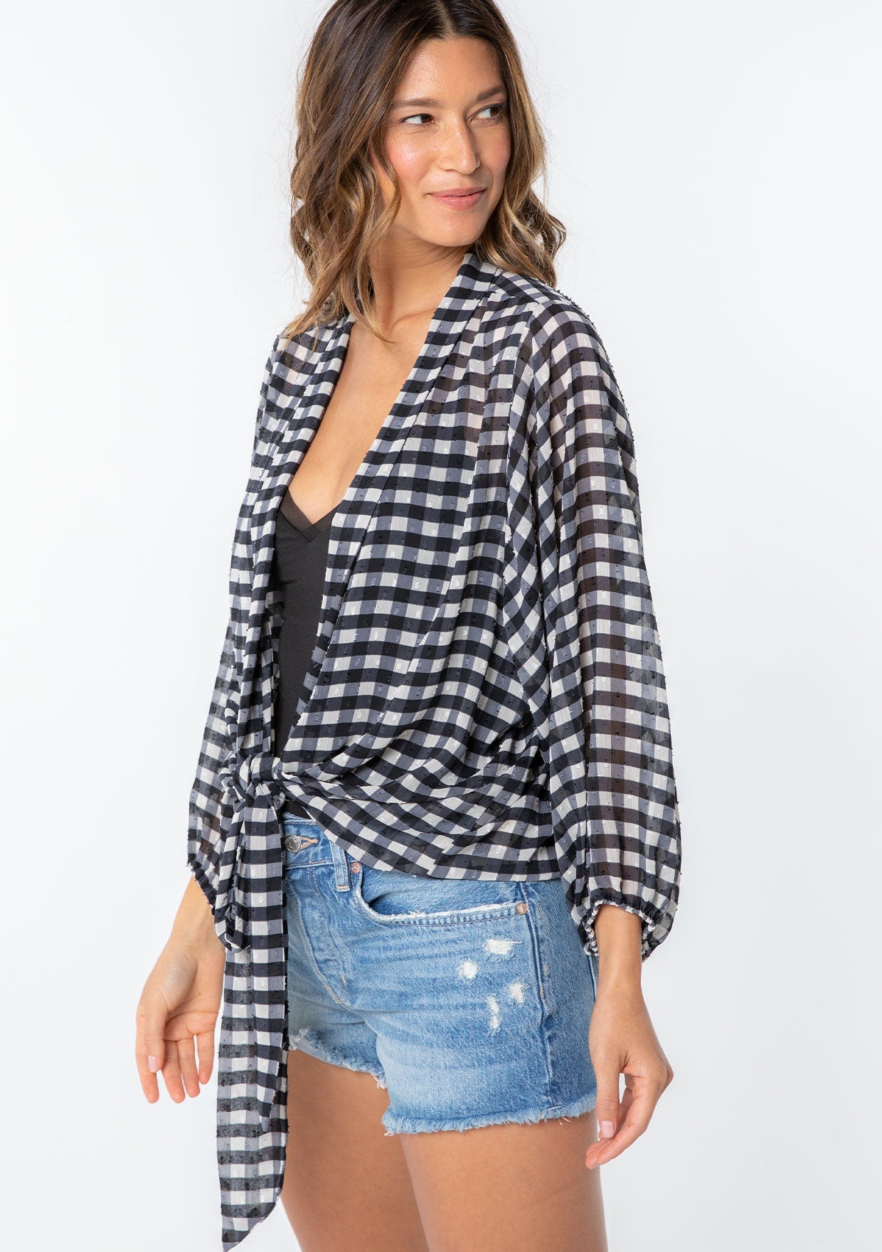 Gia Gingham Tie Front Top