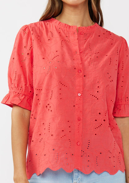 Sweetpea Eyelet Button Up Blouse