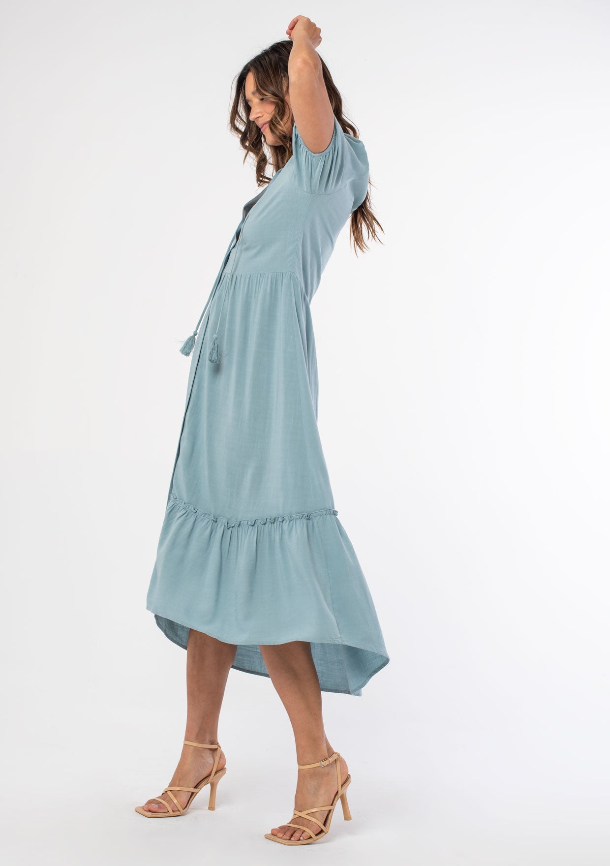 Hannah Button Front Midi Dress