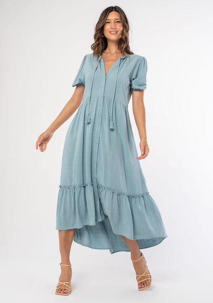 Hannah Button Front Midi Dress