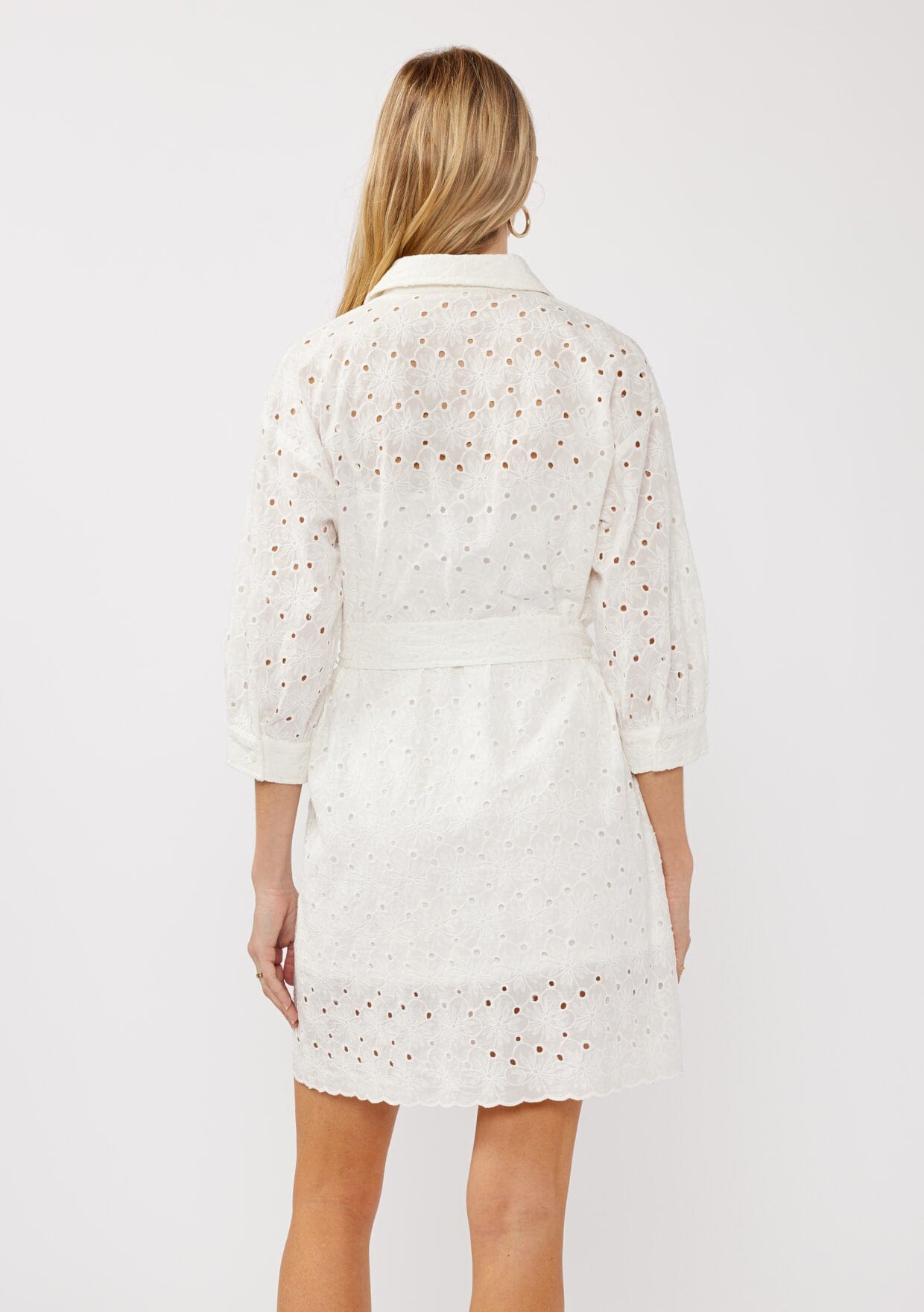Sonia Eyelet Mini Shirt Dress