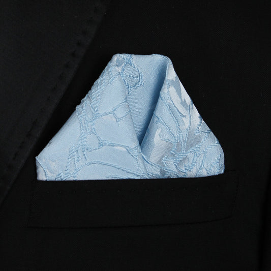 Pocket Square | Light Blue Satin Embossed #20