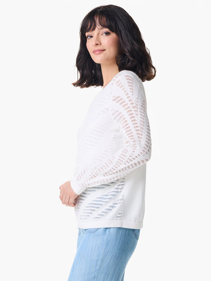 Placed Pointelle Pullover Sweater