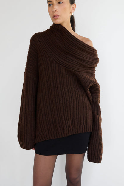 OVERSIZED SLOUCHY OFF THE SHOULDER SWEATER