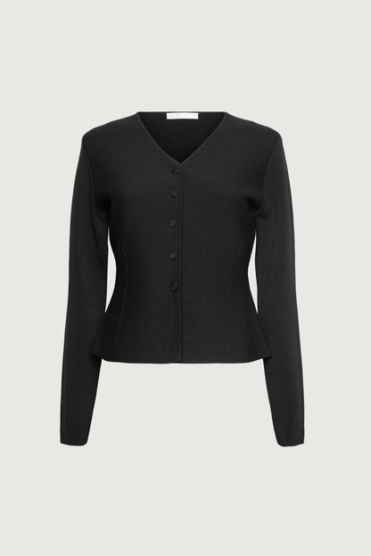 BUTTON FRONT PEPLUM SWEATER