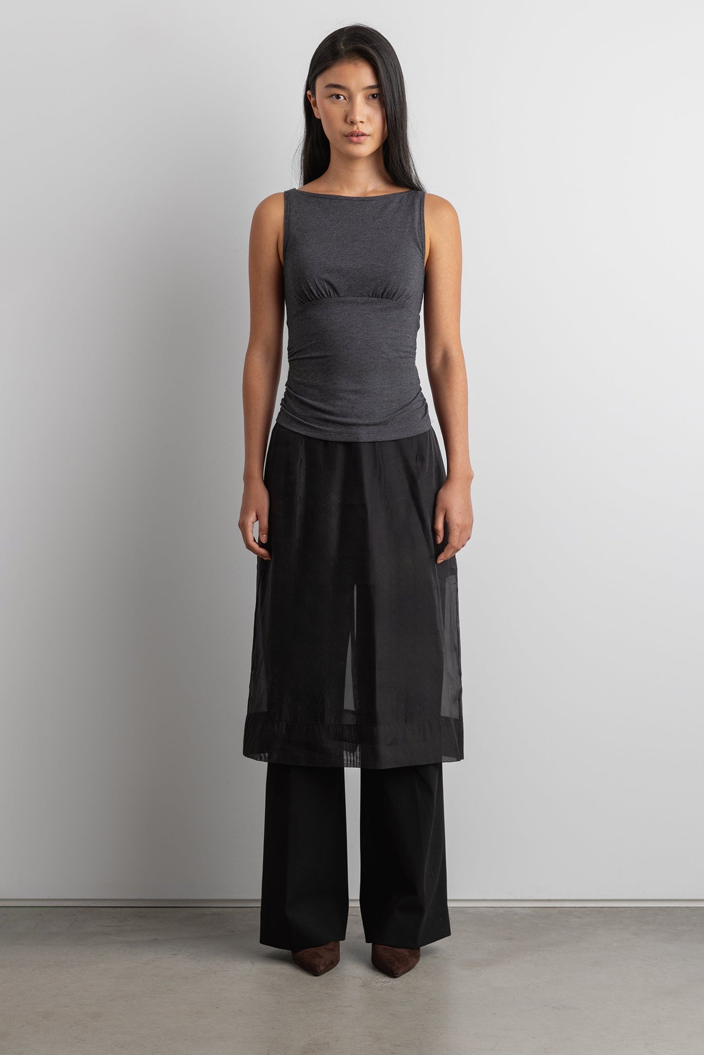 RUCHED HIGH NECK TANK TOP