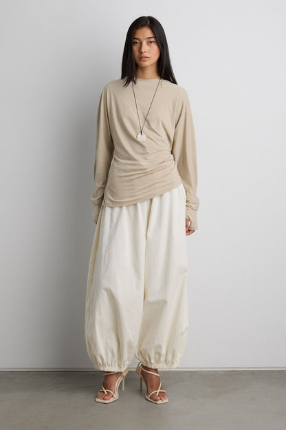 DRAPED SLOUCHY PULLOVER SHIRT