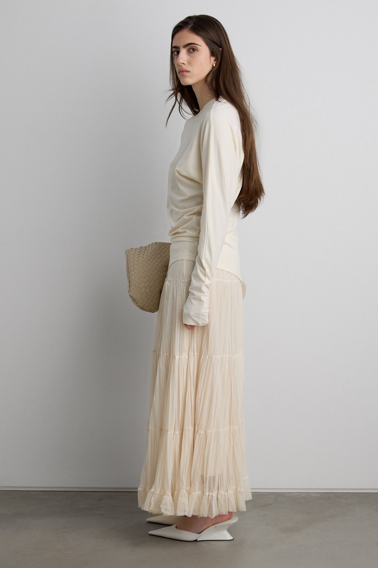 DRAPED SLOUCHY PULLOVER SHIRT
