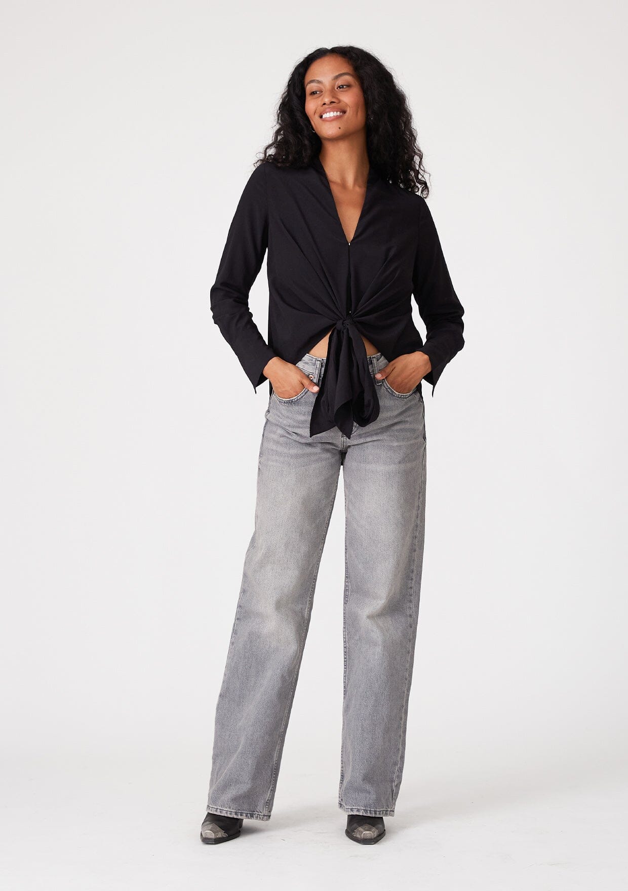 Happy Hour Tie Front Blouse