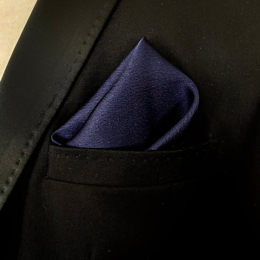 Navy Thick Satin Pocket Square