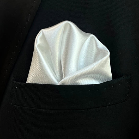 White Thick Satin Pocket Square